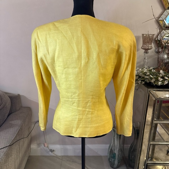 VTG Oscar de la Renta Elegant Yellow Double-Breasted Women's Blazer size S - Picture 6 of 8